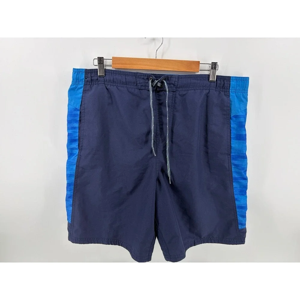 Nike, Swim Trunks, Blue Flat Front, Drawstring Lined, Men's Size Medium